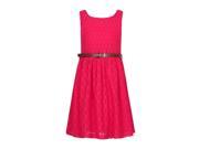 Richie House Girls Red Sweet Lace Sleeveless Dress with Belt 10