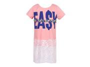 Richie House Little Girls Peach Medium Knit T Shirt with Lace Bottom 7