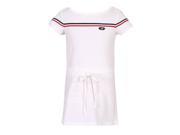 Richie House Little Girls White Knit Medium Dress with Adjustable Waist 6