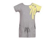 Richie House Little Girls Grey Yellow Knit Dress with Adjustable Waist 6