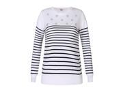 Richie House Girls Striped Cotton Pullover Sweater with Hot Drillings 11 12