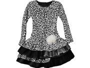 Isobella Chloe Little Girls White Leopard Velvet Ruffle Dress 6