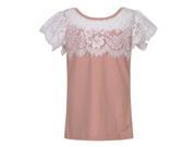 Richie House Girls Peach White Sweet Cotton T shirt with Lace 3