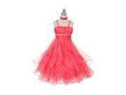 Chic Baby Little Girls Coral Organza Ruffle Glitter Trim Flower Girl Dress 6
