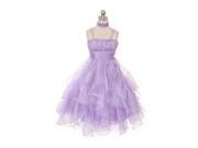 Chic Baby Little Girls Lilac Organza Ruffle Glitter Trim Flower Girl Dress 6