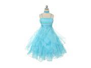 Chic Baby Big Girls Turquoise Organza Glitter Trim Junior Bridesmaid Dress 12