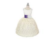 Chic Baby Ivory Purple Sash Flower Special Occasion Dress Big Girl 8