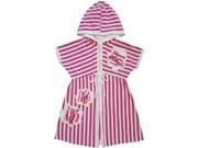 Isobella Chloe Little Girls Pink White Stripe Flower Accent Tie Cover Up 2T