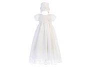 Lito Baby Girls White Embroidered Tulle Sofia Gown Bonnet Christening Set 0 3M