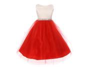 Big Girls Red Shiny Sleeveless Tulle Overlay Special Occasion Dress 12