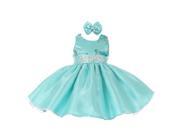 Baby Girls Aqua Floral Sleeveless Sparkle Stone Special Occasion Dress 24M