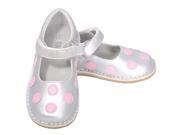 L Amour Silver Pink Dot Mary Jane Dress Shoe Toddler Girl 9