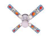 Sports Balls Print Blades 42in Ceiling Fan Light Kit