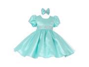 Baby Girls Aqua Short Sleeve Sparkle Floral Stone Special Occasion Dress 12M