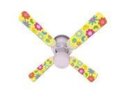 Yellow Bright Flowers Print Blades 42in Ceiling Fan Light Kit