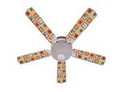 Tan Bright Mod Squares Print Blades 52in Ceiling Fan Light Kit