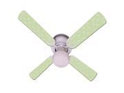 Light Green Swirly Dot Print Blades 42in Ceiling Fan Light Kit