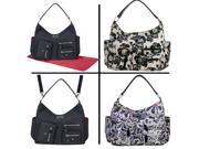 Amy Michelle Black Red Lined Lotus Bebe Stylish Satchel Diaper Bag