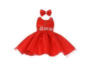 Baby Girls Red Floral Sleeveless Sparkle Stone Special Occasion Dress 12M