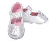 Angel Baby Girls 1 Silver Jeweled Flower Mary Jane Shoes