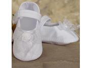 Baby Girls Pretty White Shimmering Organza Bow Christening Shoes 0