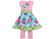 Annloren Baby Girls Pink Easter Rose Dot Bunny Dress Capri Outfit Set 24M