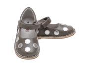 L Amour Baby Girl 4 Grey Silver Dot Velcro Strap Mary Jane Shoe