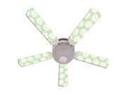 Light Green White Daisy Print Blades 52in Ceiling Fan Light Kit