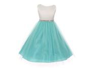 Big Girls Mint Shiny Sleeveless Tulle Overlay Special Occasion Dress 8