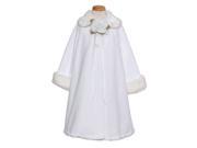 Kids Dream White Fleece Faux Collar Cuff Stylish Coat Girls 4