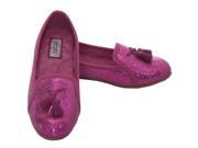 L Amour Girls 11 Fuchsia Sparkle Tassel Loafer Shoes