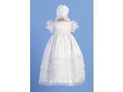 Angels Garment White Organza Lace Trim Baptism Dress Baby Girl 3M