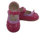 Angel Baby Girl 1 Fuchsia Mary Jane Bow Patent Velcro Strap Shoes