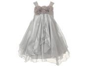 Kids Dream Big Girls Silver Shiny Chiffon Special Occasion Dress 11 12