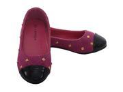 L Amour Toddler Girl 9 Fuchsia Suede Patent Gold Stud Ballet Shoe