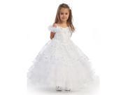 Angel Garment White Organza Ruffle Pageant Flower Girl Dress 2T