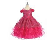 Angel Garment Fuchsia Organza Ruffle Pageant Flower Girl Dress 4T