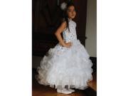 Angels Garment White Sequin Organza Ruffle Pageant Dress Girls 8