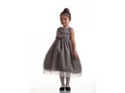 Crayon Kids Silver Floral Tulle Ribbon Tea Length Easter Flower Girl Dress 4T