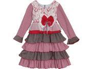 Isobella Chloe Little Girls Red Peppermint Latte Lace Tiered Dress 6X