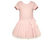Bonnie Jean Little Girls Pink Quilted Mesh Bow Accent Occasion Dress 4T