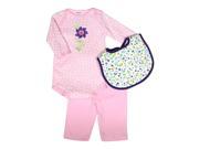 Raindrops Baby Girls Purple Flower Long Sleeve Bodysuit Pant Bib Set 12 18M