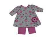 Bon BeBe Baby Girls Pink Floral Print Embroidery Stretchy Pants Outfit 3 6M