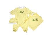 Raindrops Unisex Baby Yellow LOVE Footie Receiving Blanket Cap Set 3 6 28 x 34
