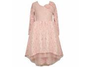 Bonnie Jean Little Girls Pink Lace Mesh Bow Hi Lo Elegant Occasion Dress 6