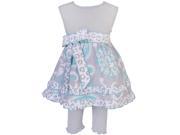 Annloren Baby Girls Blue Gray Floral Dress Capri Legging Spring Outfit 24M