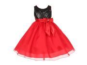 Big Girls Red Black Sequence Organza Bow Flower Christmas Dress 10