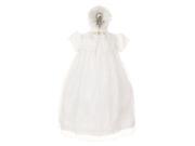 Kids Dream Baby Girls White Organza Pearl Sequin Bonnet Christening Dress 18M