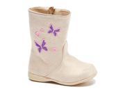 Little Girls Beige Butterfly Embroidered Side Zip Boots 5 Toddler