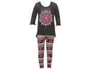 Little Girls Black Pink Motif Print Hi Lo Tunic 2 Pc Legging Outfit 4